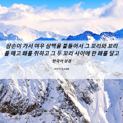 Picture 06 - 사사기 15:4 KOR - 삼손이 가서 여우 삼백을 붙들어서 - Bible Verse Picture