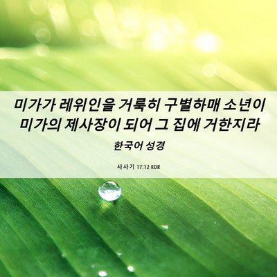 Picture 06 - 사사기 17:12 KOR - 미가가 레위인을 거룩히 구별하매 - Bible Verse Picture