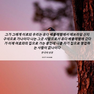 Picture 06 - 사사기 19:18 KOR - 그가 그에게 이르되 우리는 유다 - Bible Verse Picture