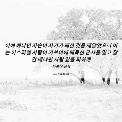 Picture 06 - 사사기 20:36 KOR - 이에 베냐민 자손이 자기가 패한 - Bible Verse Picture