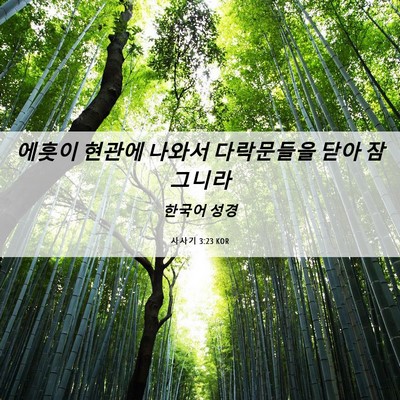 Picture 06 - 사사기 3:23 KOR - 에훗이 현관에 나와서 다락문들을 - Bible Verse Picture