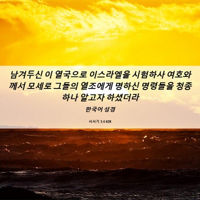 Picture 06 - 사사기 3:4 KOR - 남겨두신 이 열국으로 이스라엘을 - Bible Verse Picture