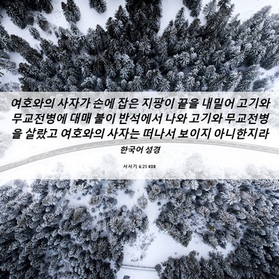 Picture 06 - 사사기 6:21 KOR - 여호와의 사자가 손에 잡은 지팡이 - Bible Verse Picture