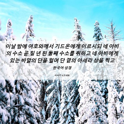 Picture 06 - 사사기 6:25 KOR - 이날 밤에 여호와께서 기드온에게 - Bible Verse Picture