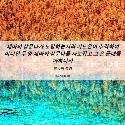 Picture 06 - 사사기 8:12 KOR - 세바와 살문나가 도망하는지라 - Bible Verse Picture