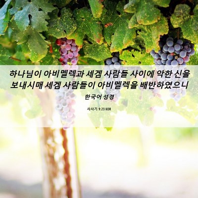 Picture 06 - 사사기 9:23 KOR - 하나님이 아비멜렉과 세겜 사람들 - Bible Verse Picture