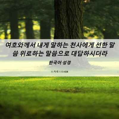 Picture 06 - 스가랴 1:13 KOR - 여호와께서 내게 말하는 천사에게 - Bible Verse Picture