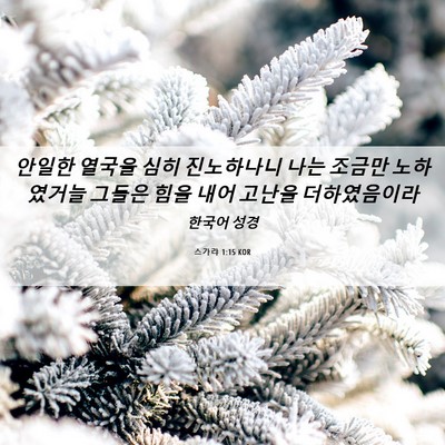Picture 06 - 스가랴 1:15 KOR - 안일한 열국을 심히 진노하나니 나는 - Bible Verse Picture