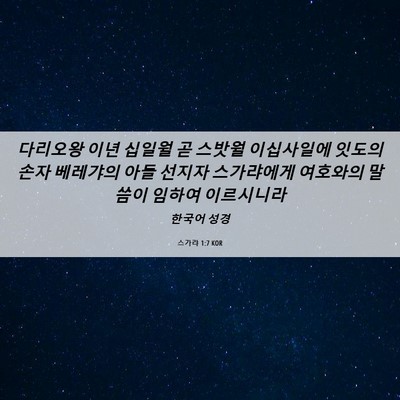 Picture 06 - 스가랴 1:7 KOR - 다리오왕 이년 십일월 곧 스밧월 - Bible Verse Picture
