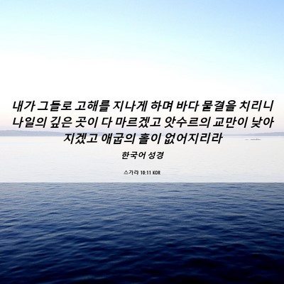 Picture 06 - 스가랴 10:11 KOR - 내가 그들로 고해를 지나게 하며 - Bible Verse Picture