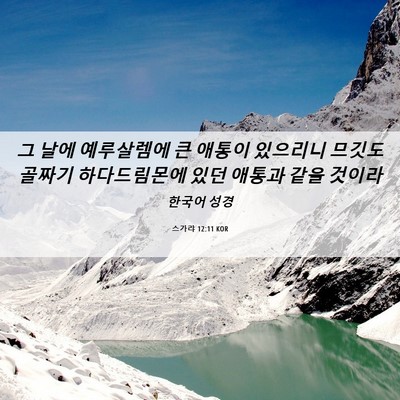 Picture 06 - 스가랴 12:11 KOR - 그 날에 예루살렘에 큰 애통이 - Bible Verse Picture