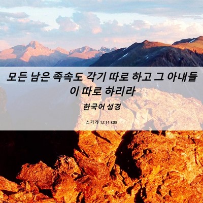 Picture 06 - 스가랴 12:14 KOR - 모든 남은 족속도 각기 따로 하고 그 - Bible Verse Picture