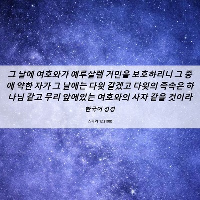 Picture 06 - 스가랴 12:8 KOR - 그 날에 여호와가 예루살렘 거민을 - Bible Verse Picture