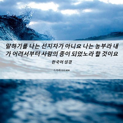 Picture 06 - 스가랴 13:5 KOR - 말하기를 나는 선지자가 아니요 나는 - Bible Verse Picture