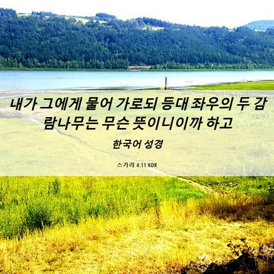 Picture 06 - 스가랴 4:11 KOR - 내가 그에게 물어 가로되 등대 - Bible Verse Picture