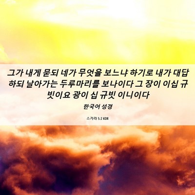 Picture 06 - 스가랴 5:2 KOR - 그가 내게 묻되 네가 무엇을 보느냐 - Bible Verse Picture