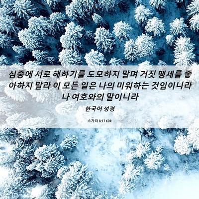 Picture 06 - 스가랴 8:17 KOR - 심중에 서로 해하기를 도모하지 말며 - Bible Verse Picture