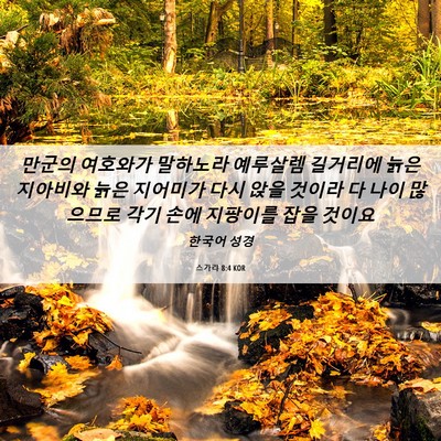 Picture 06 - 스가랴 8:4 KOR - 만군의 여호와가 말하노라 예루살렘 - Bible Verse Picture