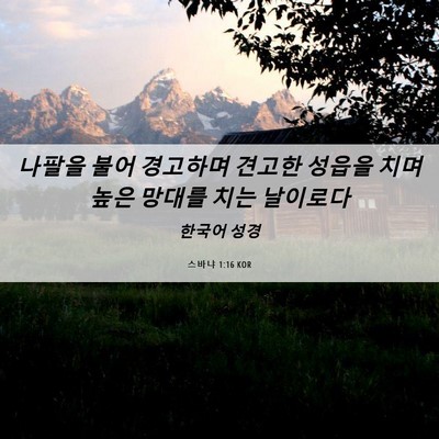 Picture 06 - 스바냐 1:16 KOR - 나팔을 불어 경고하며 견고한 성읍을 - Bible Verse Picture
