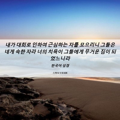 Picture 06 - 스바냐 3:18 KOR - 내가 대회로 인하여 근심하는 자를 - Bible Verse Picture