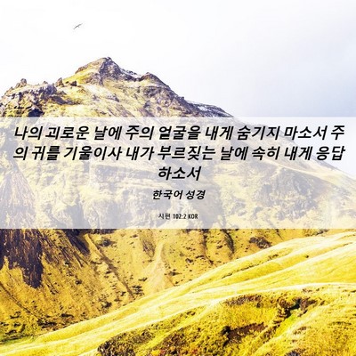 Picture 06 - 시편 102:2 KOR - 나의 괴로운 날에 주의 얼굴을 내게 - Bible Verse Picture