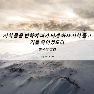 Picture 06 - 시편 105:29 KOR - 저희 물을 변하여 피가 되게 하사 - Bible Verse Picture
