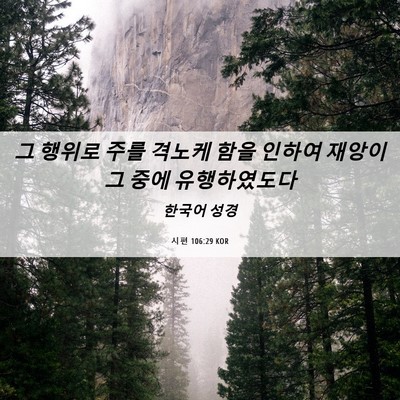 Picture 06 - 시편 106:29 KOR - 그 행위로 주를 격노케 함을 인하여 - Bible Verse Picture