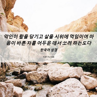 Picture 06 - 시편 11:2 KOR - 악인이 활을 당기고 살을 시위에 - Bible Verse Picture
