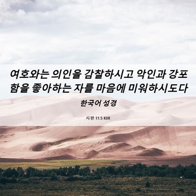 Picture 06 - 시편 11:5 KOR - 여호와는 의인을 감찰하시고 악인과 - Bible Verse Picture