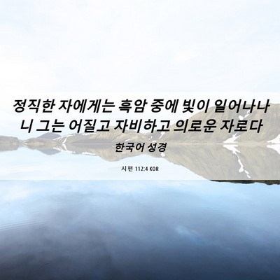 Picture 06 - 시편 112:4 KOR - 정직한 자에게는 흑암 중에 빛이 - Bible Verse Picture