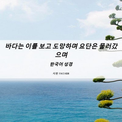 Picture 06 - 시편 114:3 KOR - 바다는 이를 보고 도망하며 요단은 - Bible Verse Picture