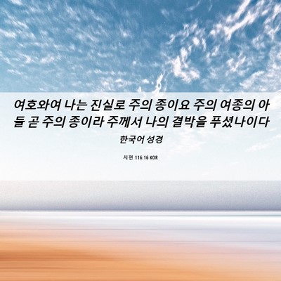 Picture 06 - 시편 116:16 KOR - 여호와여 나는 진실로 주의 종이요 - Bible Verse Picture