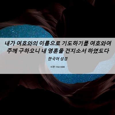 Picture 06 - 시편 116:4 KOR - 내가 여호와의 이름으로 기도하기를 - Bible Verse Picture