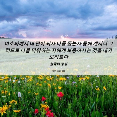 Picture 06 - 시편 118:7 KOR - 여호와께서 내 편이 되사 나를 - Bible Verse Picture