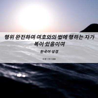 Picture 06 - 시편 119:1 KOR - 행위 완전하여 여호와의 법에 행하는 - Bible Verse Picture