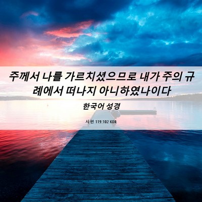 Picture 06 - 시편 119:102 KOR - 주께서 나를 가르치셨으므로 내가 - Bible Verse Picture