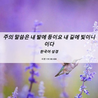 Picture 06 - 시편 119:105 KOR - 주의 말씀은 내 발에 등이요 내 길에 - Bible Verse Picture