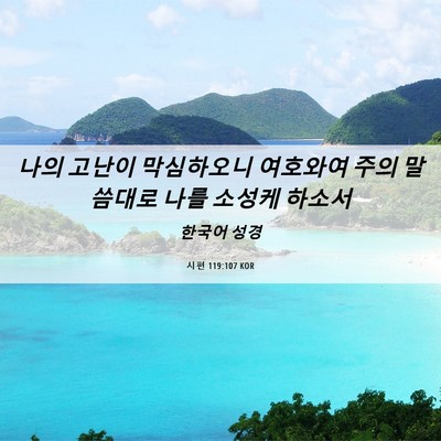 Picture 06 - 시편 119:107 KOR - 나의 고난이 막심하오니 여호와여 - Bible Verse Picture