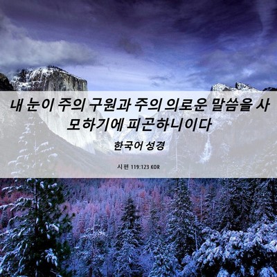 Picture 06 - 시편 119:123 KOR - 내 눈이 주의 구원과 주의 의로운 - Bible Verse Picture