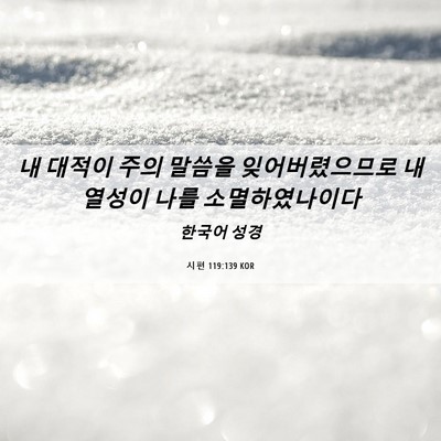 Picture 06 - 시편 119:139 KOR - 내 대적이 주의 말씀을 - Bible Verse Picture