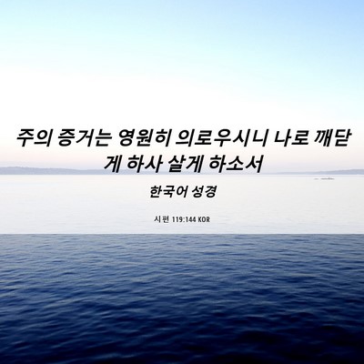 Picture 06 - 시편 119:144 KOR - 주의 증거는 영원히 의로우시니 나로 - Bible Verse Picture