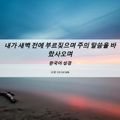 Picture 06 - 시편 119:147 KOR - 내가 새벽 전에 부르짖으며 주의 - Bible Verse Picture