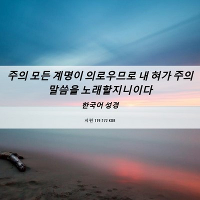 Picture 06 - 시편 119:172 KOR - 주의 모든 계명이 의로우므로 내 - Bible Verse Picture
