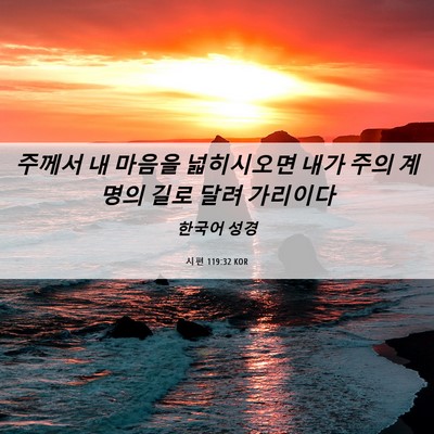 Picture 06 - 시편 119:32 KOR - 주께서 내 마음을 넓히시오면 내가 - Bible Verse Picture