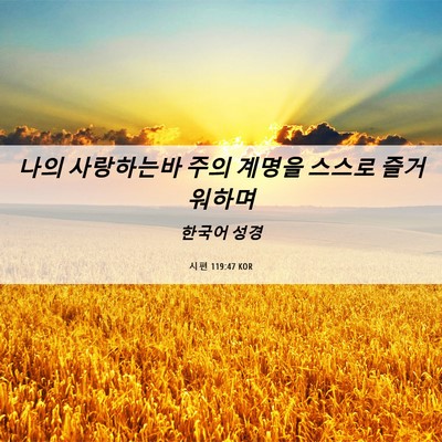 Picture 06 - 시편 119:47 KOR - 나의 사랑하는바 주의 계명을 스스로 - Bible Verse Picture
