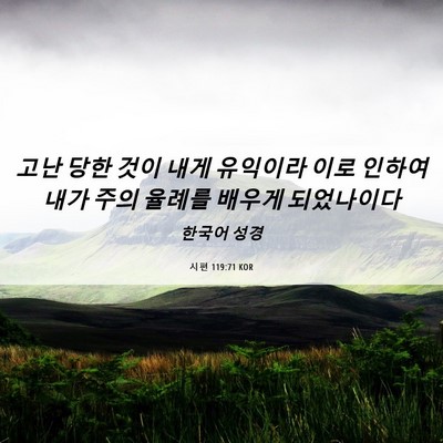 Picture 06 - 시편 119:71 KOR - 고난 당한 것이 내게 유익이라 이로 - Bible Verse Picture
