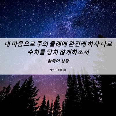 Picture 06 - 시편 119:80 KOR - 내 마음으로 주의 율례에 완전케 - Bible Verse Picture