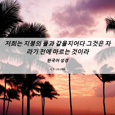 Picture 06 - 시편 129:6 KOR - 저희는 지붕의 풀과 같을지어다 - Bible Verse Picture