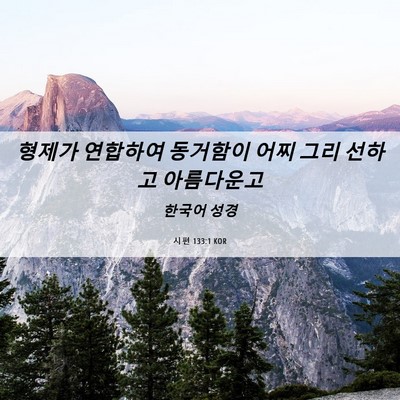 Picture 06 - 시편 133:1 KOR - 형제가 연합하여 동거함이 어찌 그리 - Bible Verse Picture