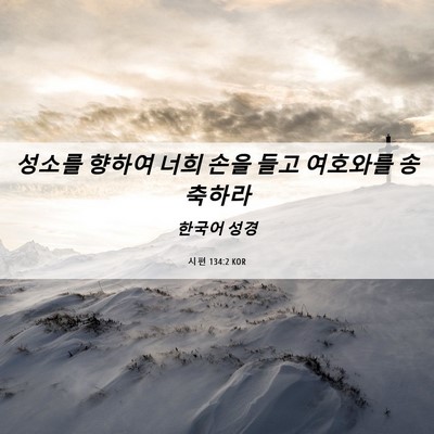 Picture 06 - 시편 134:2 KOR - 성소를 향하여 너희 손을 들고 - Bible Verse Picture